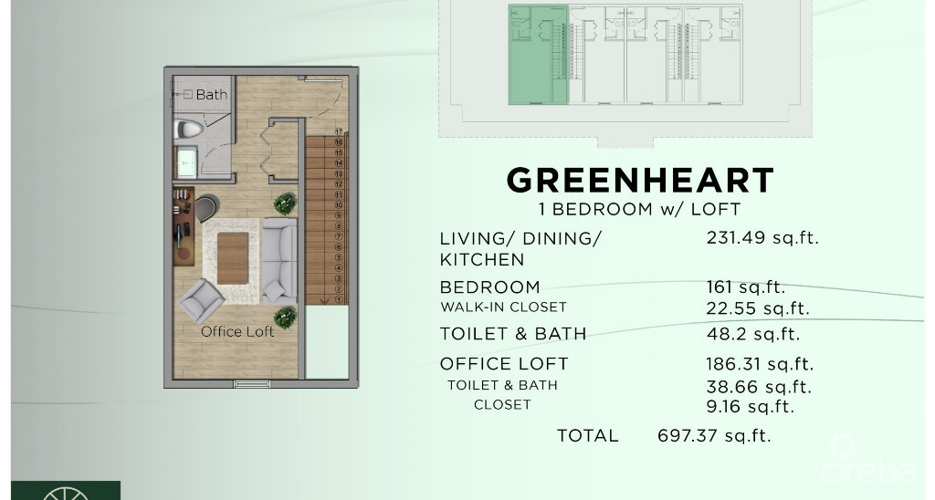 The Woodlands - 1 Bed W/ Loft (greenheart Unit 2)