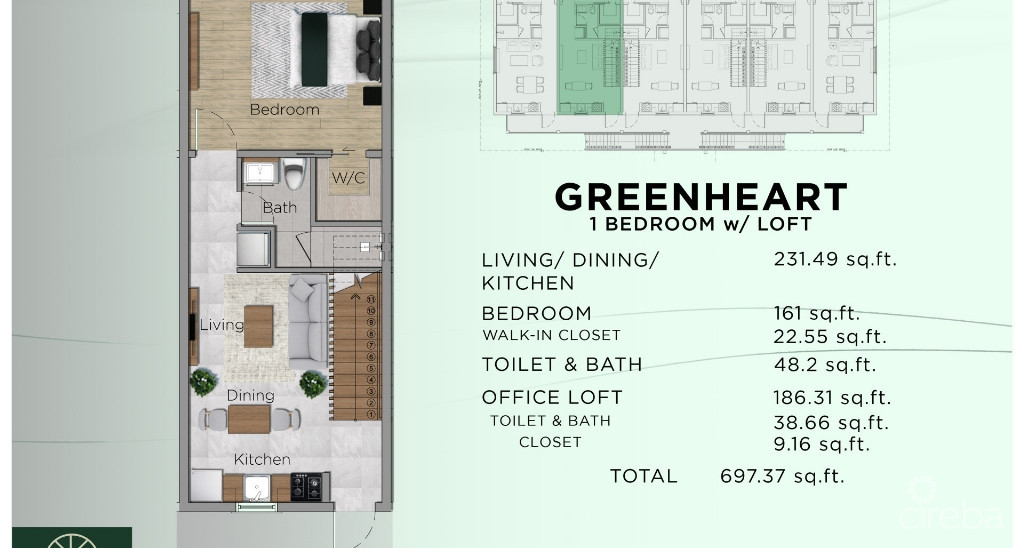 The Woodlands - 1 Bed W/ Loft (greenheart Unit 2)