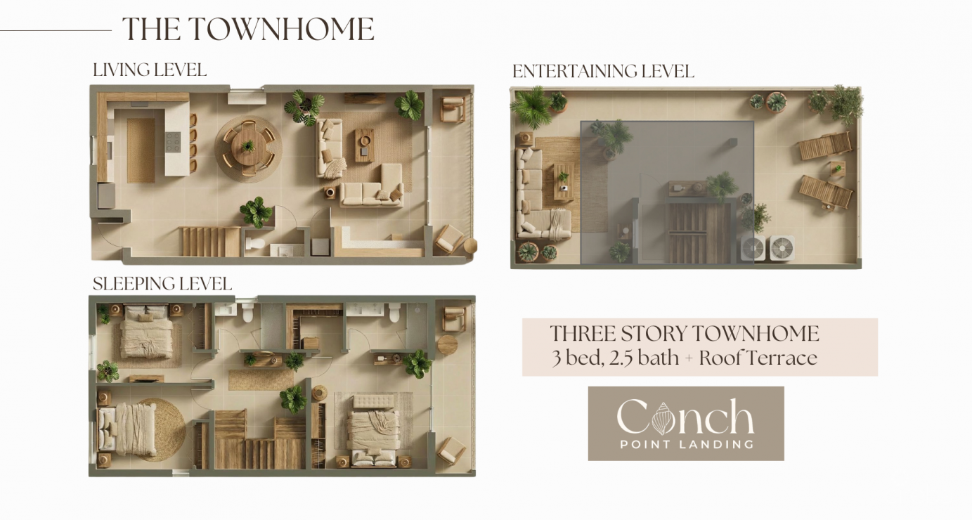 Conch Point Landing Unit 6  Three-level Townhome With Rooftop Terrace